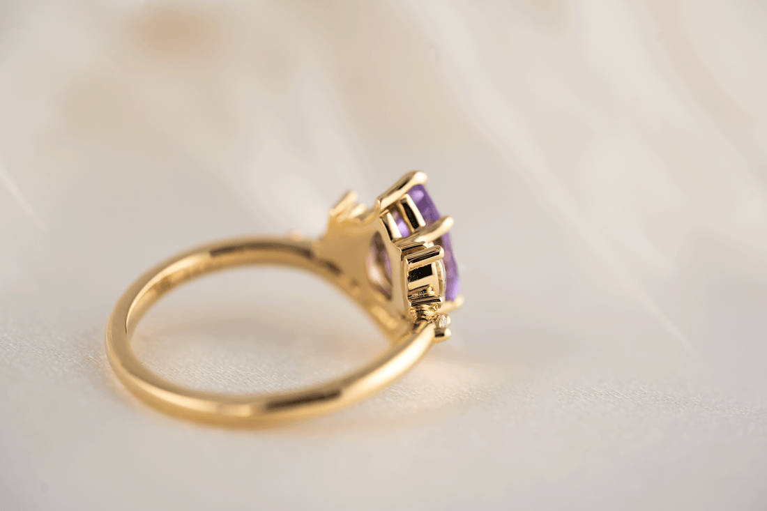 The Aurora Ring | 1.72 CT Pear Purple Sapphire - Lavender Creek Gems