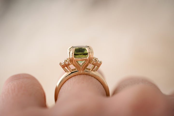 The Paloma 3.1 CT Cushion Green Tourmaline Ring