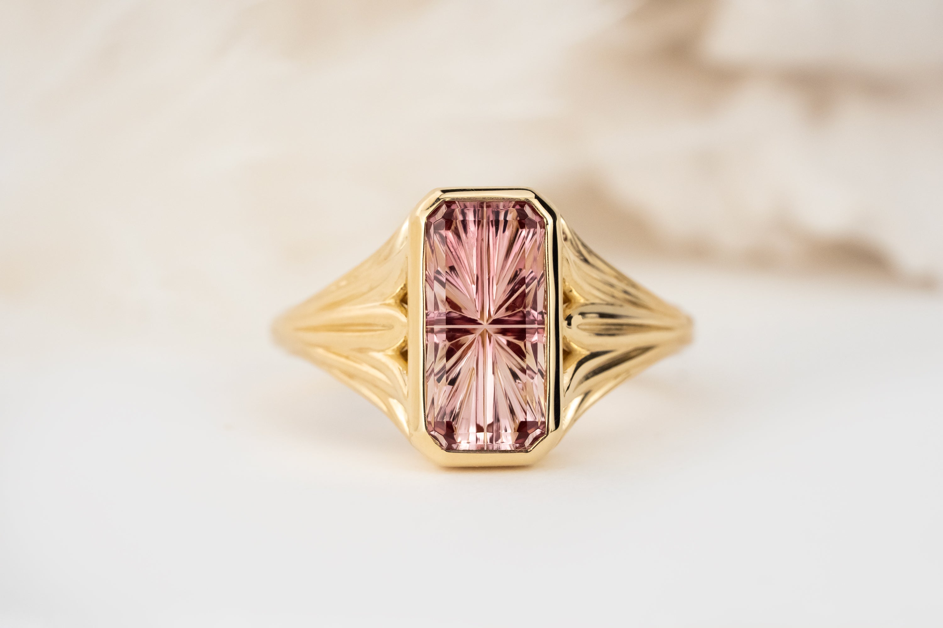 The Nightbloom Ring | 1.87 CT Rectangular Starbrite™ Bicolor Pink Tourmaline - Lavender Creek Gems 