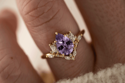 The Aurora Ring | 1.72 CT Pear Purple Sapphire