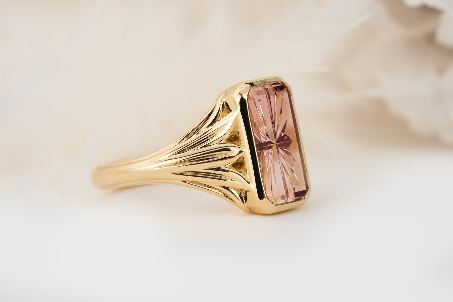 The Nightbloom Ring | 1.87 CT Rectangular Starbrite™ Bicolor Pink Tourmaline - Lavender Creek Gems 