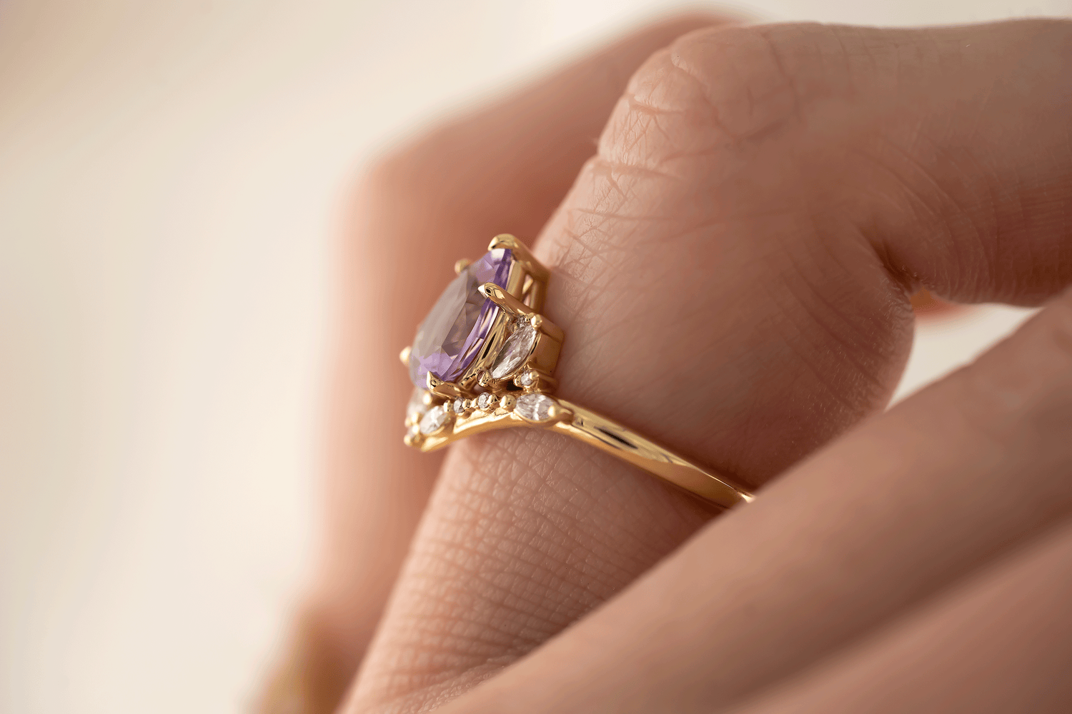 The Aurora Ring | 1.72 CT Pear Purple Sapphire