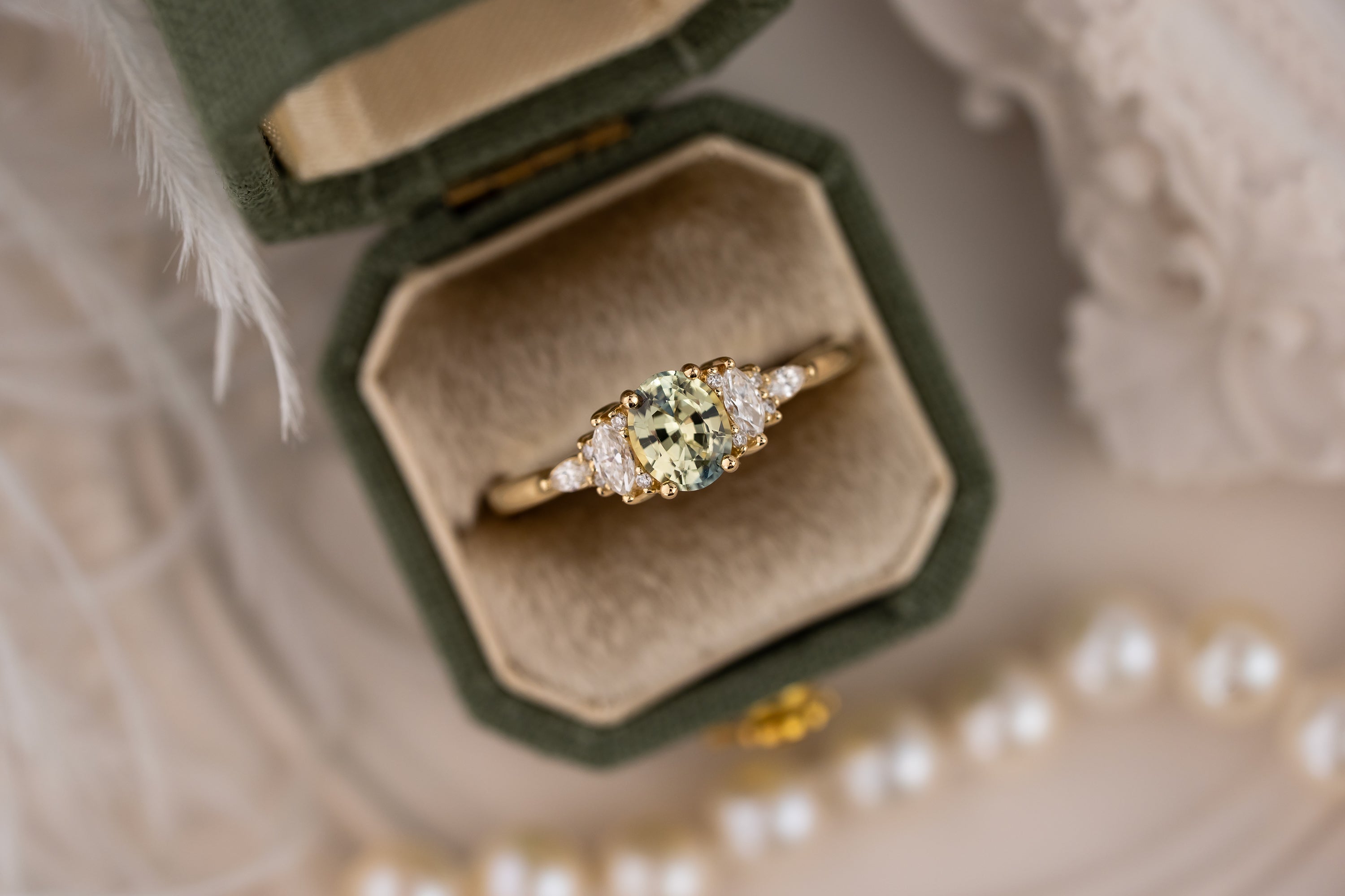 The Mini Maeve Ring | 0.71 CT Oval Bicolor Light Mint Blue Sapphire - Lavender Creek Gems 