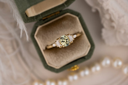 The Mini Maeve Ring | 0.71 CT Oval Bicolor Light Mint Blue Sapphire - Lavender Creek Gems 