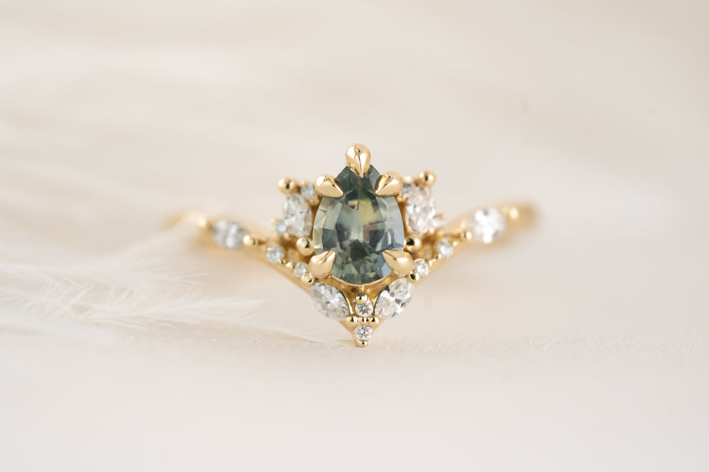 The Aurora Ring - 0.68 CT Pear Blue Montana Sapphire - Lavender Creek Gems 