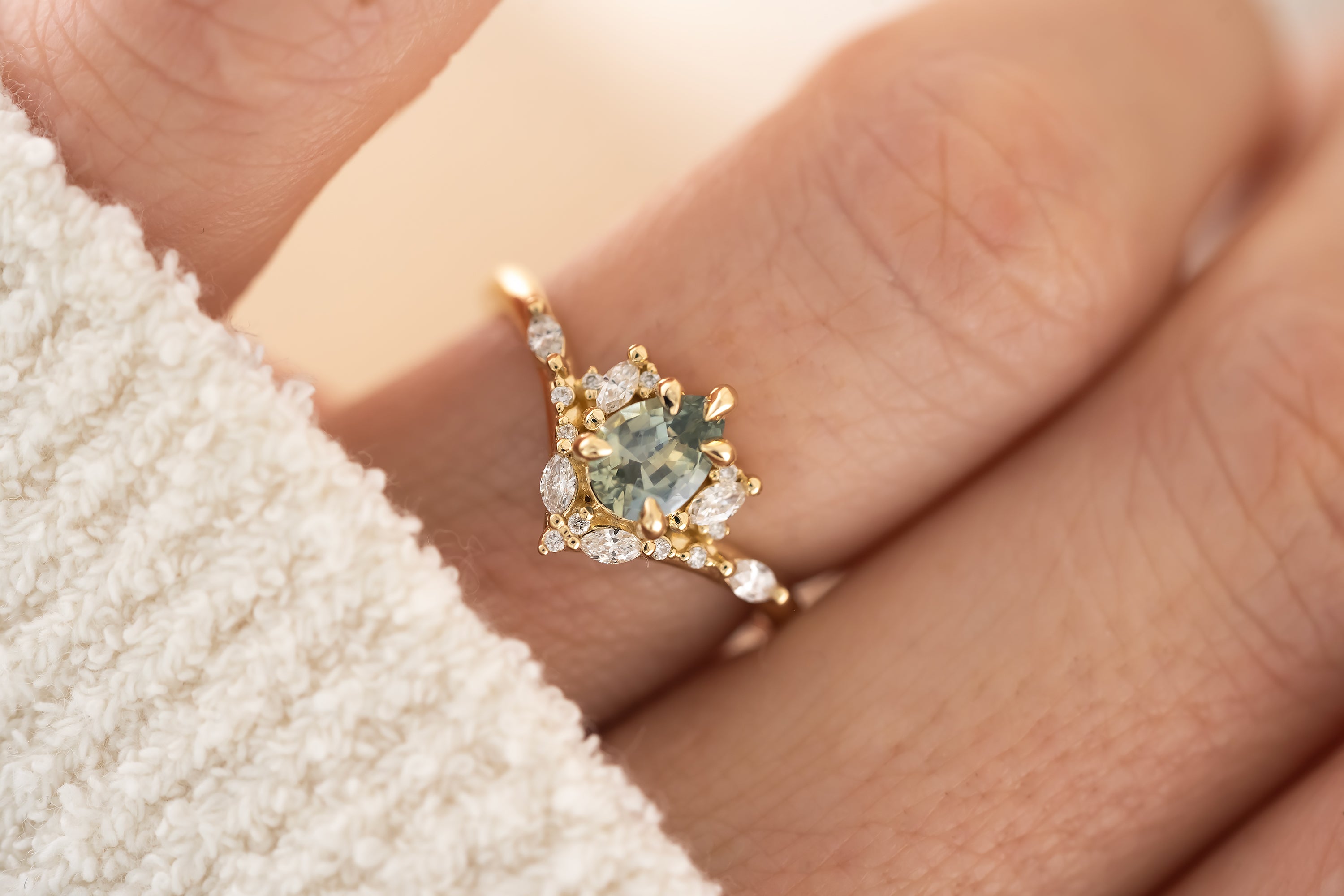 The Aurora Ring - 0.68 CT Pear Blue Montana Sapphire - Lavender Creek Gems 