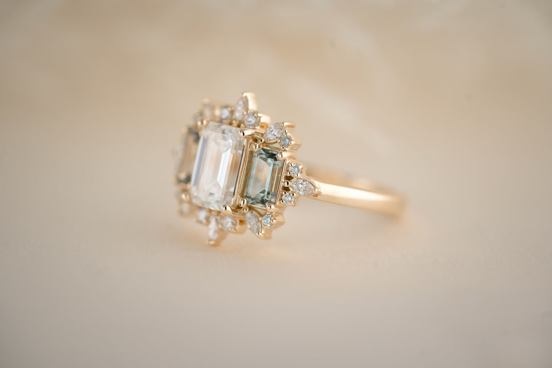 The Marial 1.29 CT Diamond + Montana Sapphire Ring