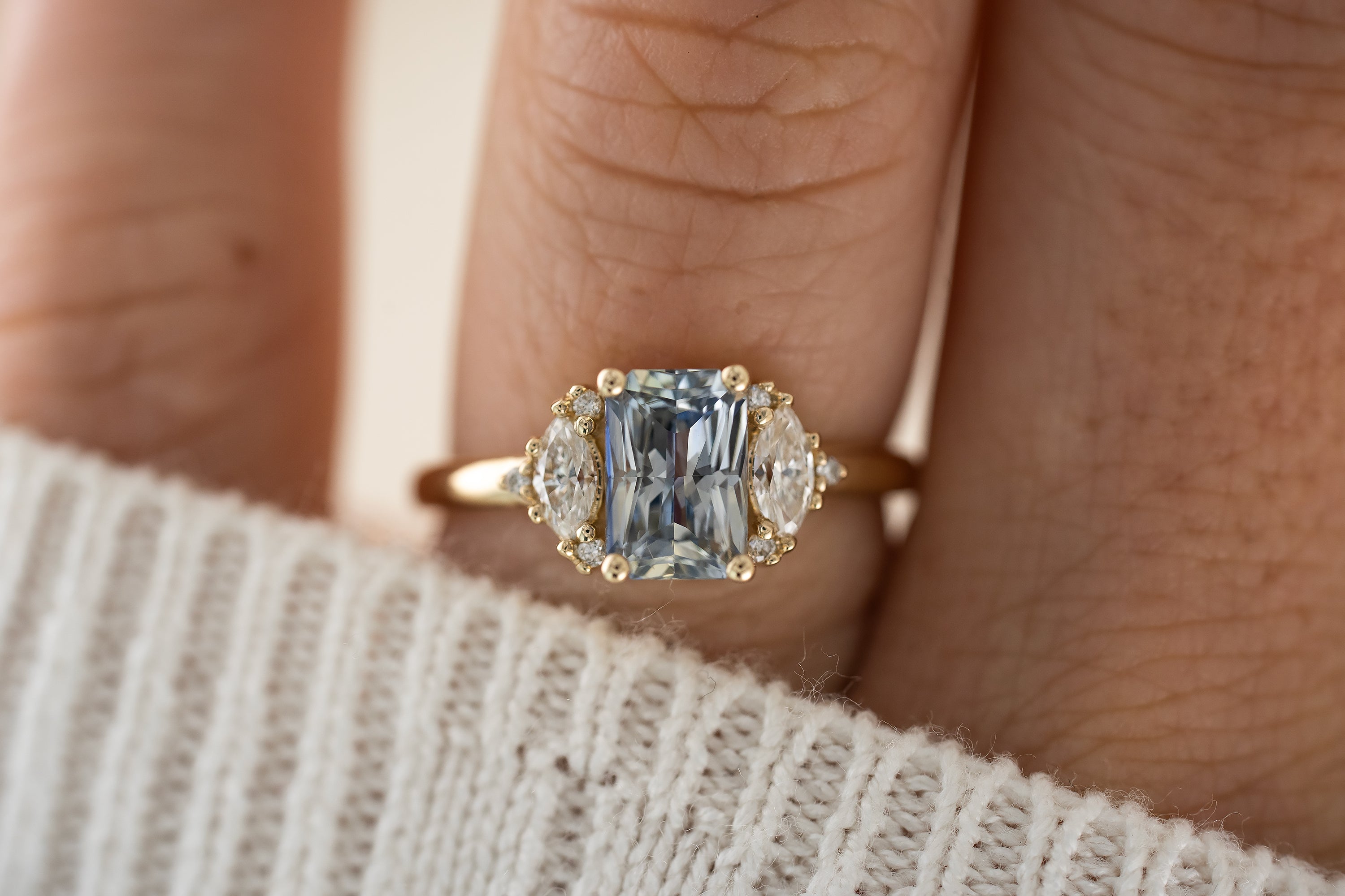 The Maren Ring | 1.84 CT Steel Gray/Blue Radiant Sapphire - Lavender Creek Gems 