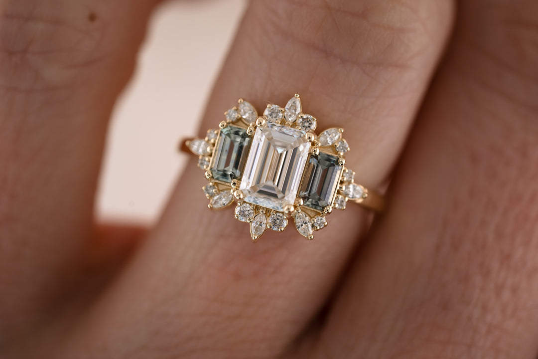 The Marial 1.29 CT Diamond + Montana Sapphire Ring