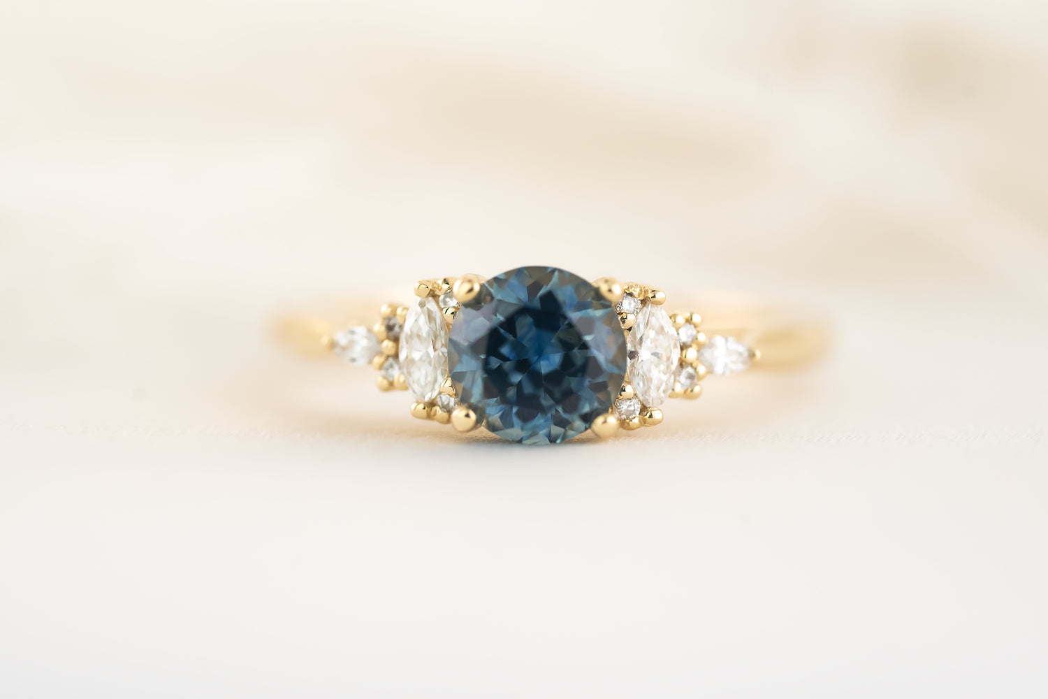 The Maeve Ring - 1.29 CT Round Navy Blue Montana Sapphire - Lavender Creek Gems 