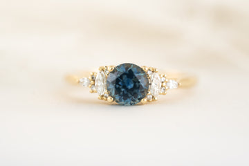 The Maeve Ring - 1.29 CT Round Navy Blue Montana Sapphire - Lavender Creek Gems 