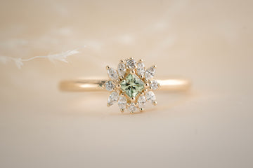 The Baby Blossom Ring - Green Sapphire - Lavender Creek Gems 