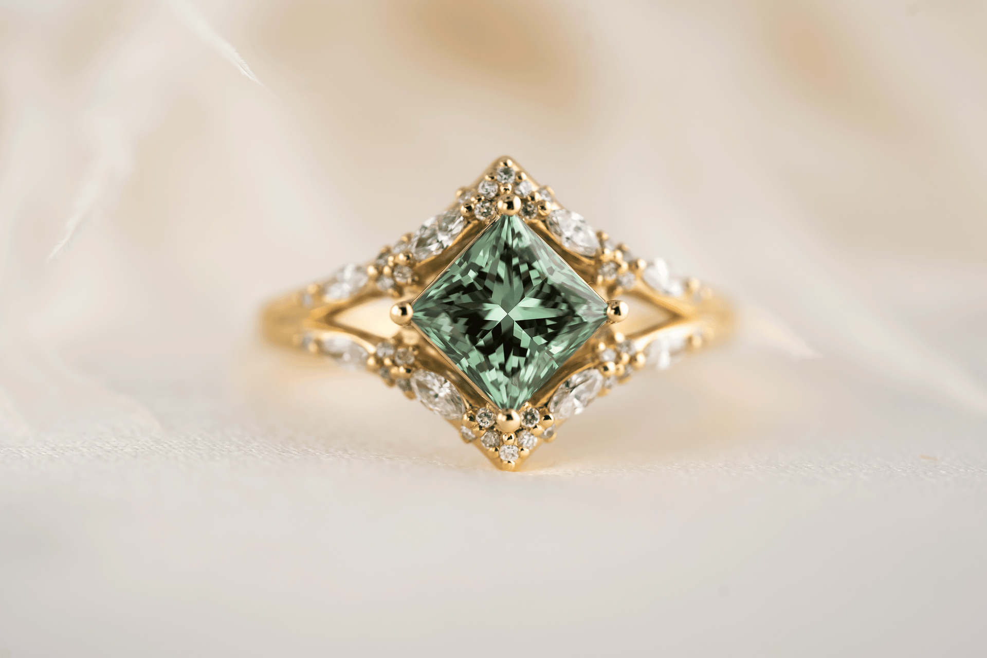 The Oracle Ring | 1.46 CT Princess Green Diamond – Lavender Creek Gems