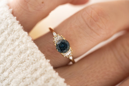 The Maeve Ring - 1.29 CT Round Navy Blue Montana Sapphire - Lavender Creek Gems 