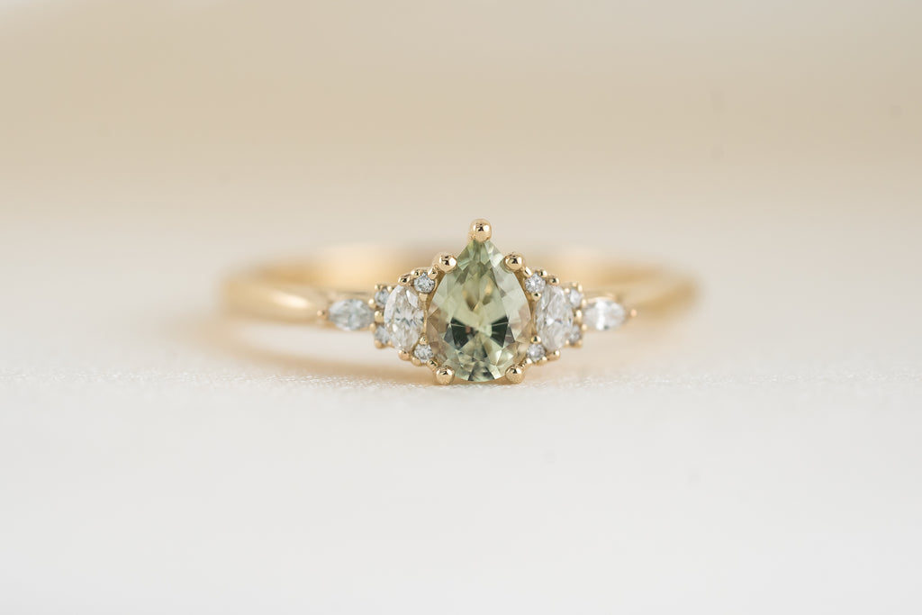 The Maeve Ring | 0.5 CT Pear Mint Green Sapphire - Lavender Creek Gems 