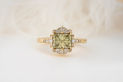 The Comtesse Ring | 1.19 CT Rectangular Starbrite™ Green Montana Sapphire - Lavender Creek Gems 