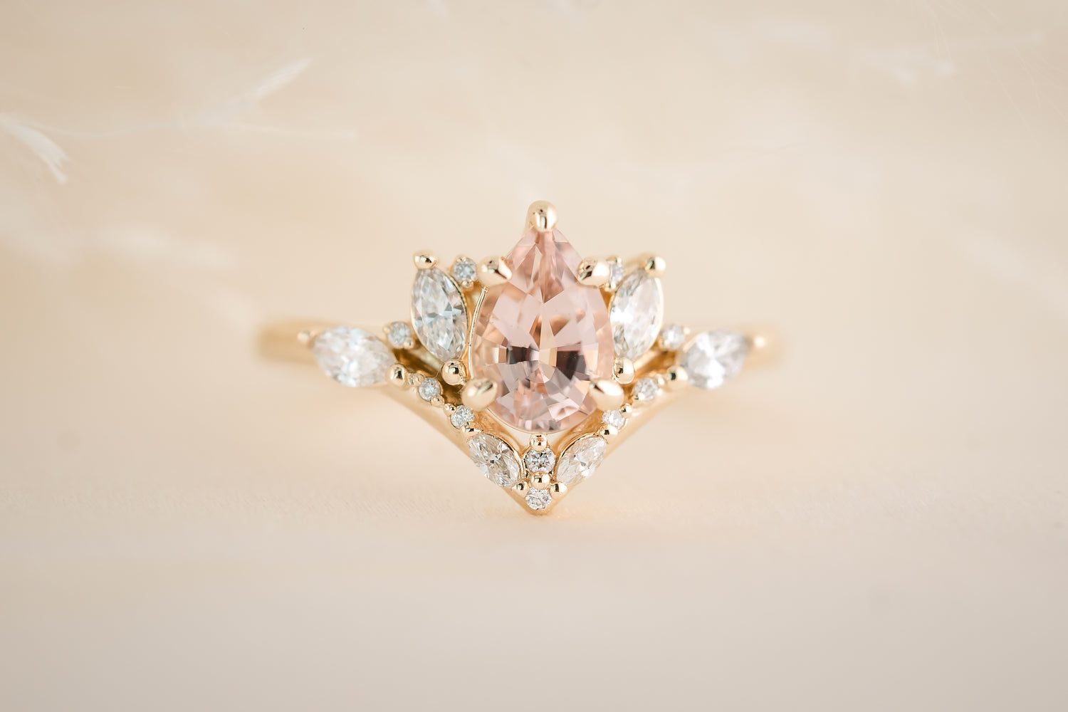 The Aurora 0.83 CT Pear Morganite Ring - Lavender Creek Gems 