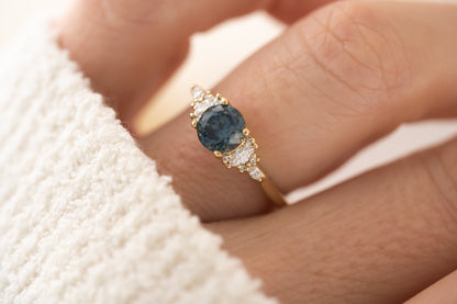 The Maeve Ring - 1.29 CT Round Navy Blue Montana Sapphire - Lavender Creek Gems 