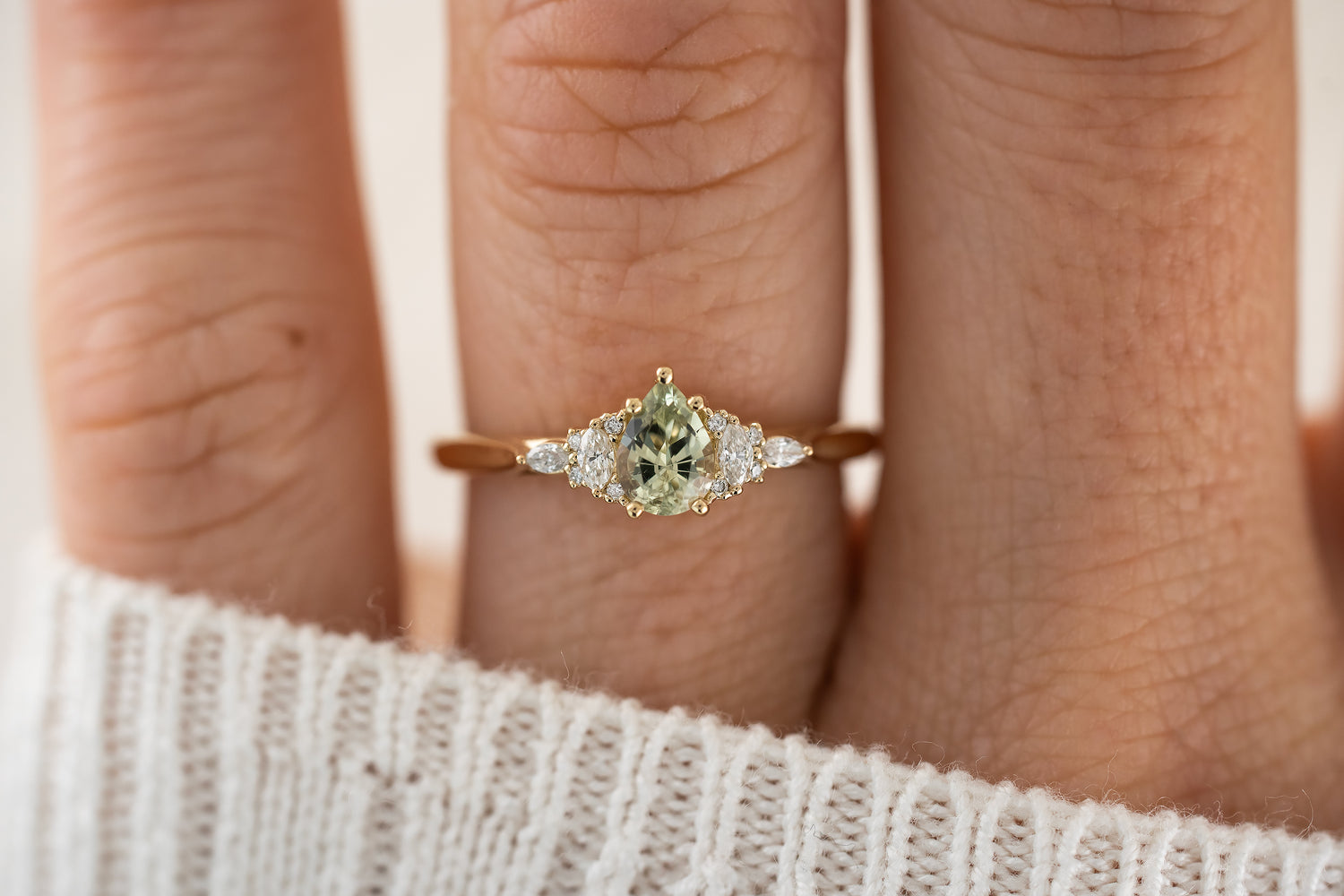 The Maeve Ring | 0.5 CT Pear Mint Green Sapphire - Lavender Creek Gems 