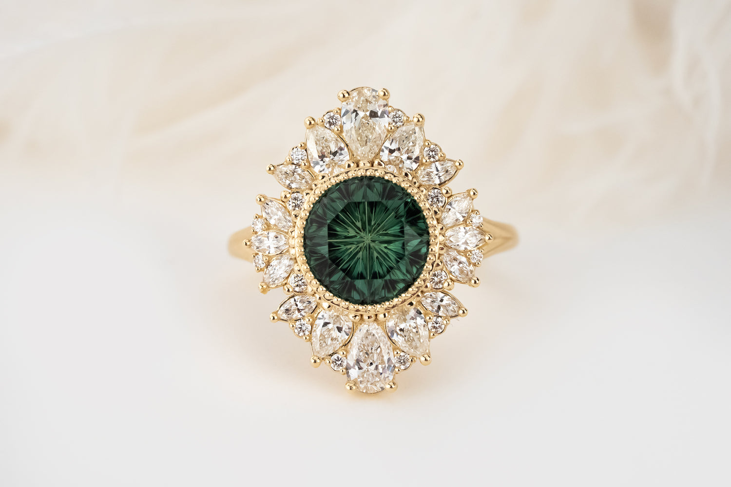 The Aurelia Ring | 2.67 CT Round Starbrite™ Teal Tourmaline - Lavender Creek Gems 