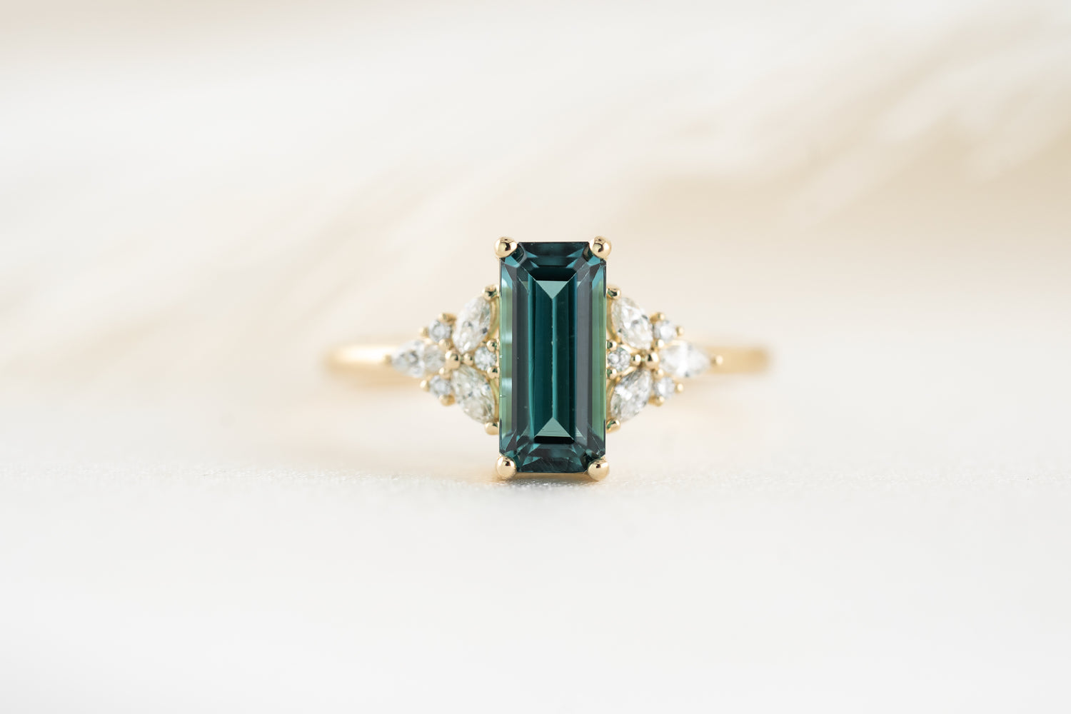 The Meadow Ring | 1.56 CT Emerald Cut Indicolite Tourmaline - Lavender Creek Gems 