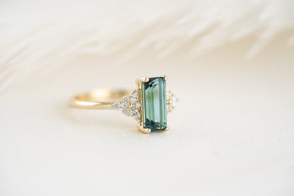 The Meadow Ring | 1.56 CT Emerald Cut Indicolite Tourmaline - Lavender Creek Gems 