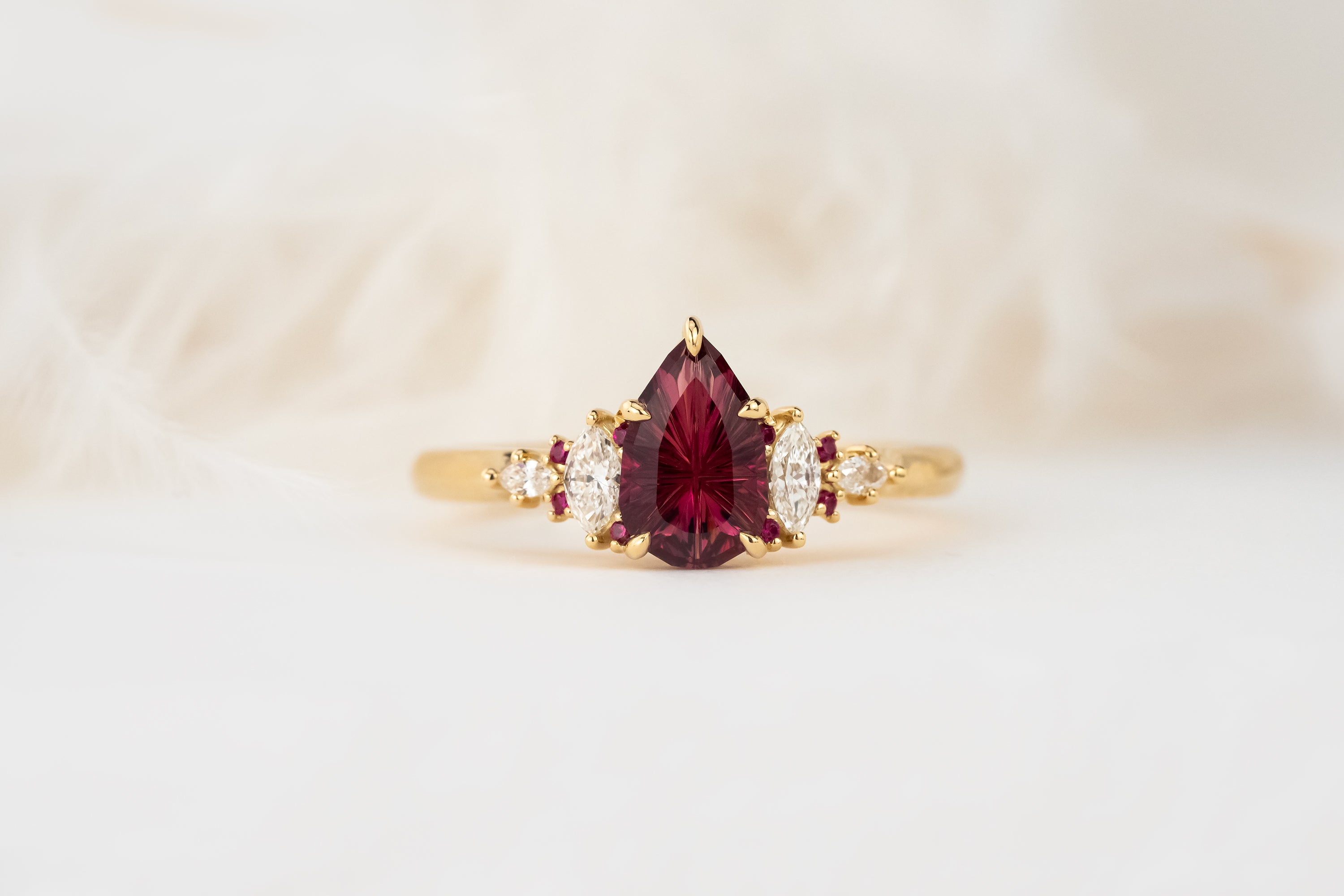 The Maeve Ring | 0.81 CT Pear Starbrite™ Ruby - Lavender Creek Gems 
