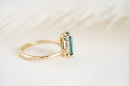 The Meadow Ring | 1.56 CT Emerald Cut Indicolite Tourmaline - Lavender Creek Gems 