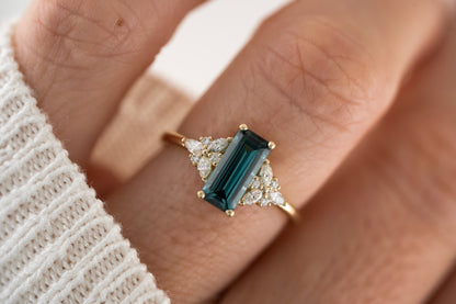 The Meadow Ring | 1.56 CT Emerald Cut Indicolite Tourmaline - Lavender Creek Gems 