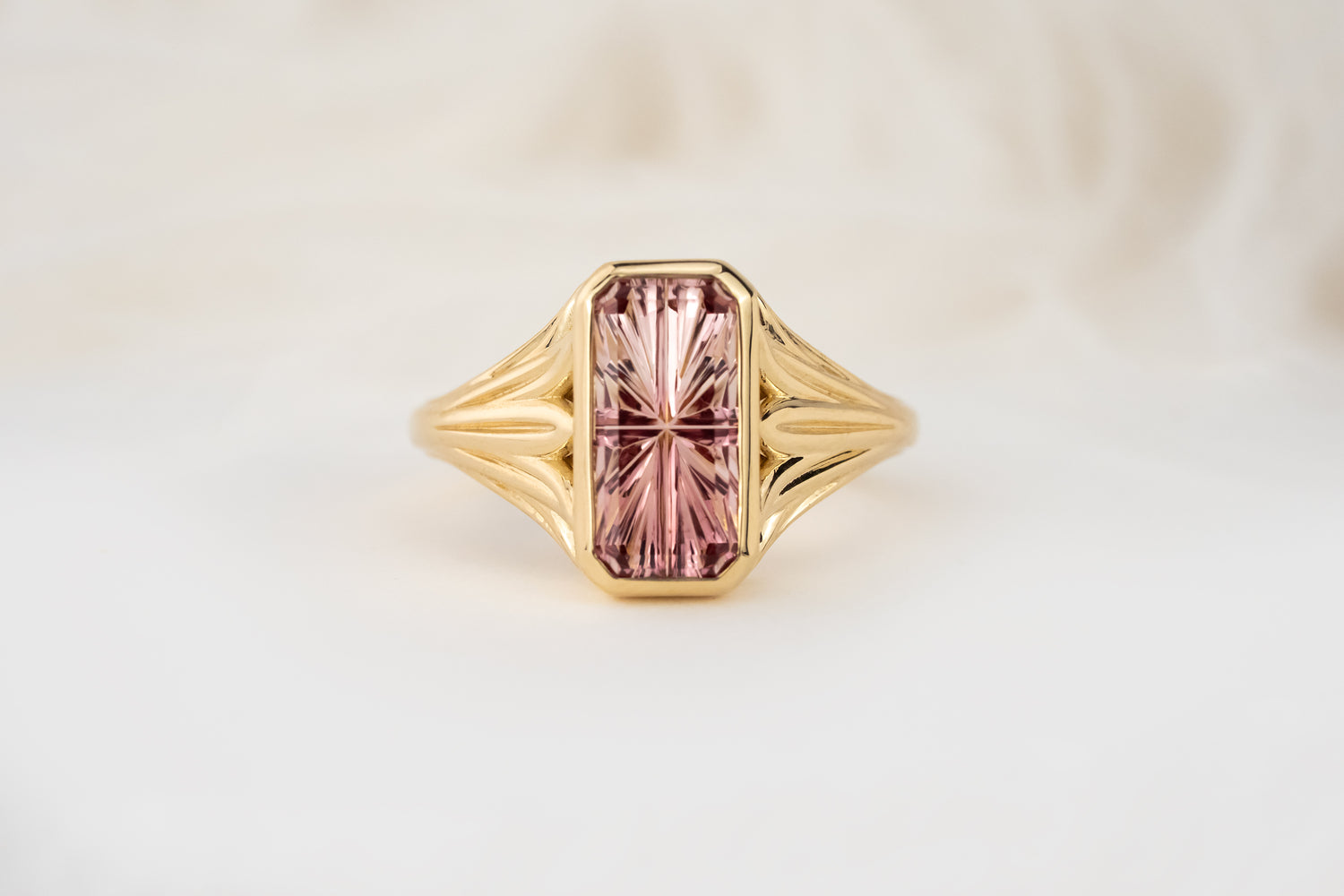 The Nightbloom Ring | 1.87 CT Rectangular Starbrite™ Bicolor Pink Tourmaline - Lavender Creek Gems 