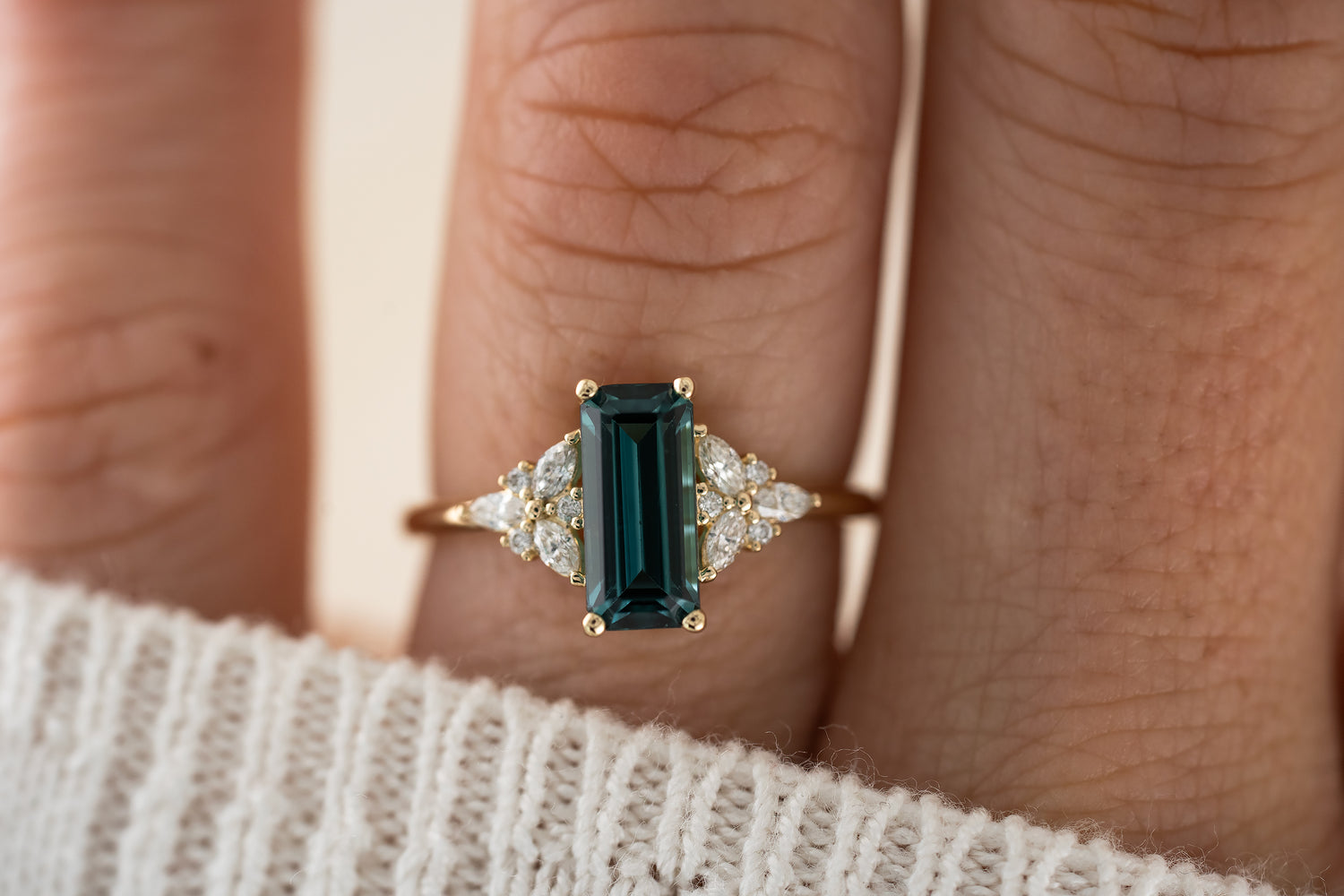 The Meadow Ring | 1.56 CT Emerald Cut Indicolite Tourmaline - Lavender Creek Gems 
