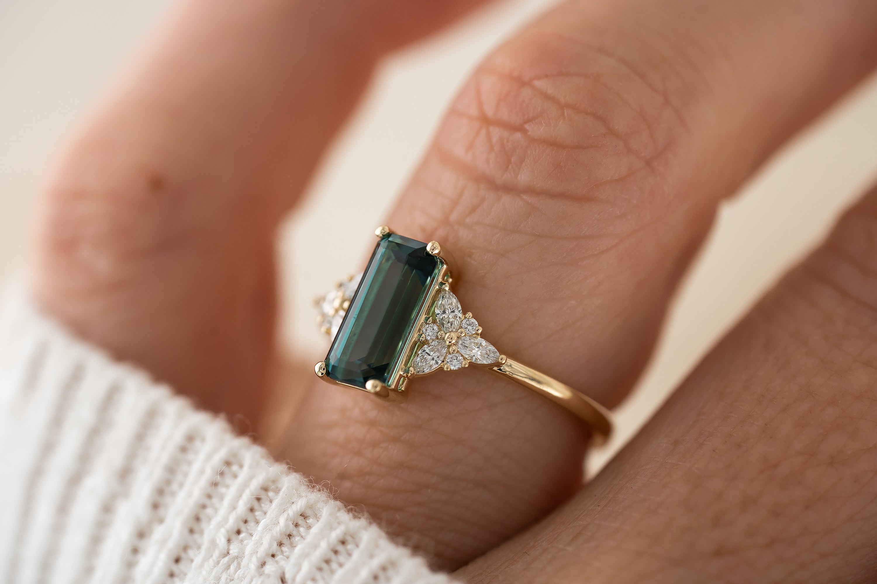 The Meadow Ring | 1.56 CT Emerald Cut Indicolite Tourmaline - Lavender Creek Gems 