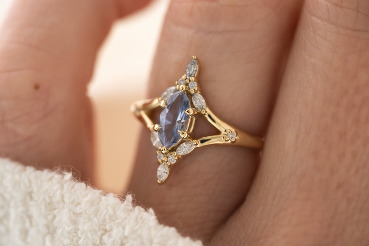 The Croía 0.6 CT Pastel Periwinkle Marquise Sapphire Ring