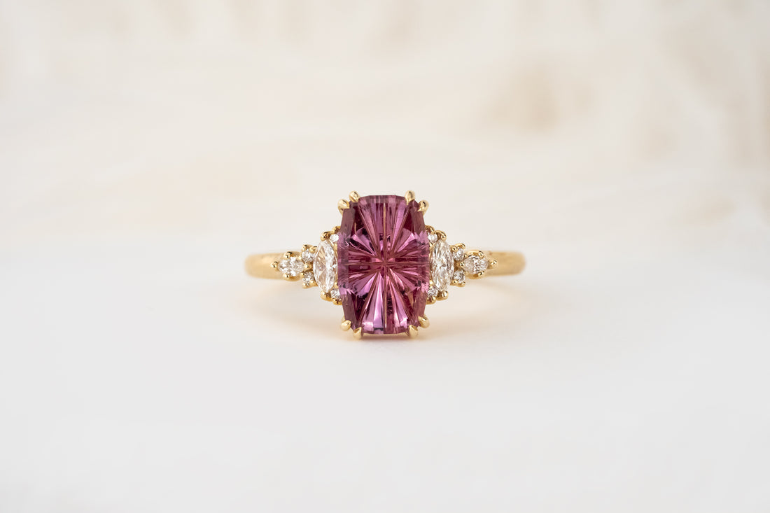 The Maeve Ring | 2.07 CT Elongated Cushion Starbrite™ Padparadscha Sapphire - Lavender Creek Gems 