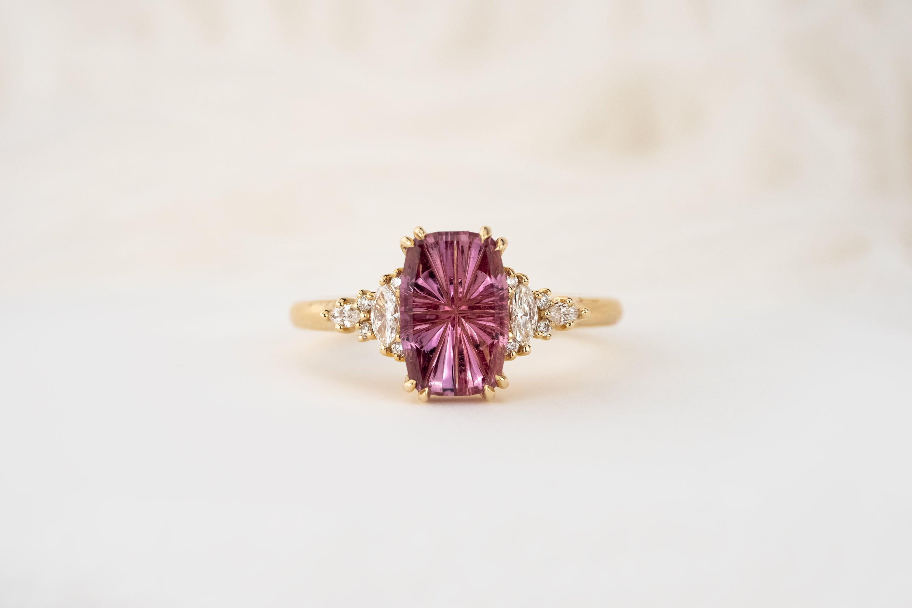 The Maeve Ring | 2.07 CT Elongated Cushion Starbrite™ Padparadscha Sapphire - Lavender Creek Gems 