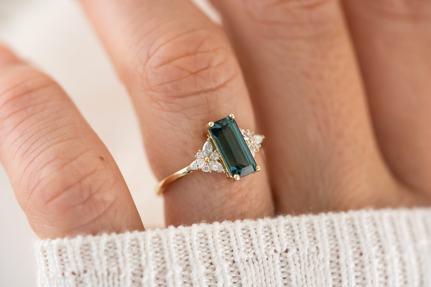 The Meadow Ring | 1.56 CT Emerald Cut Indicolite Tourmaline - Lavender Creek Gems 