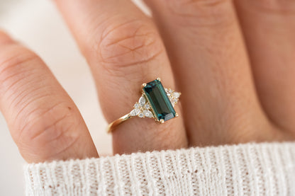 The Meadow Ring | 1.56 CT Emerald Cut Indicolite Tourmaline - Lavender Creek Gems 