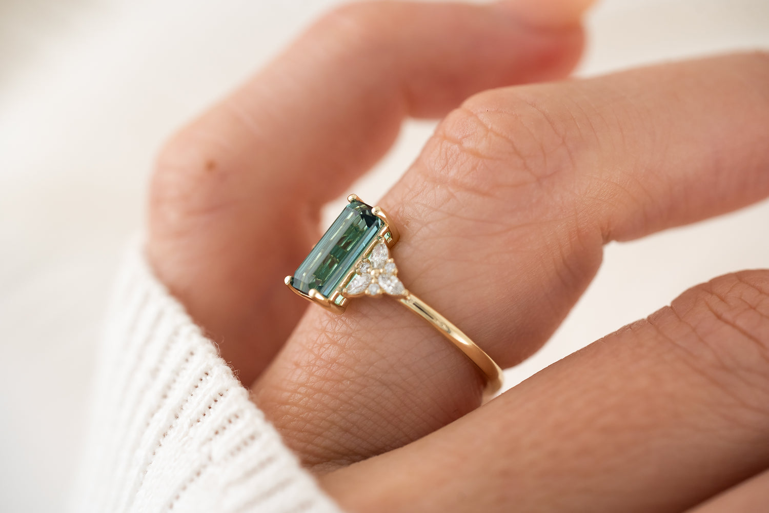 The Meadow Ring | 1.56 CT Emerald Cut Indicolite Tourmaline - Lavender Creek Gems 