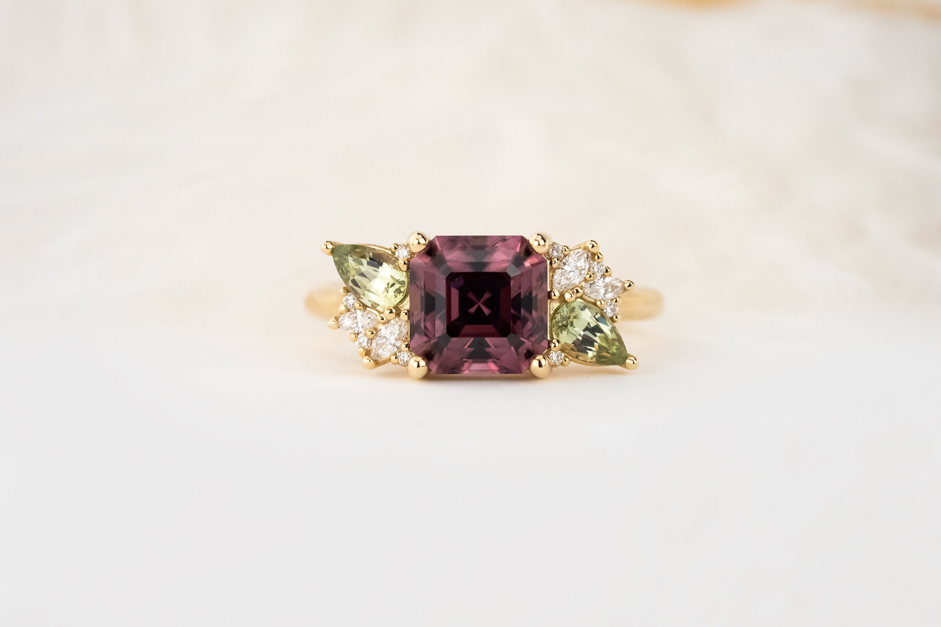 The Fleur Ring | 3.42 CT Asscher Dusty Rose Zircon - Lavender Creek Gems 