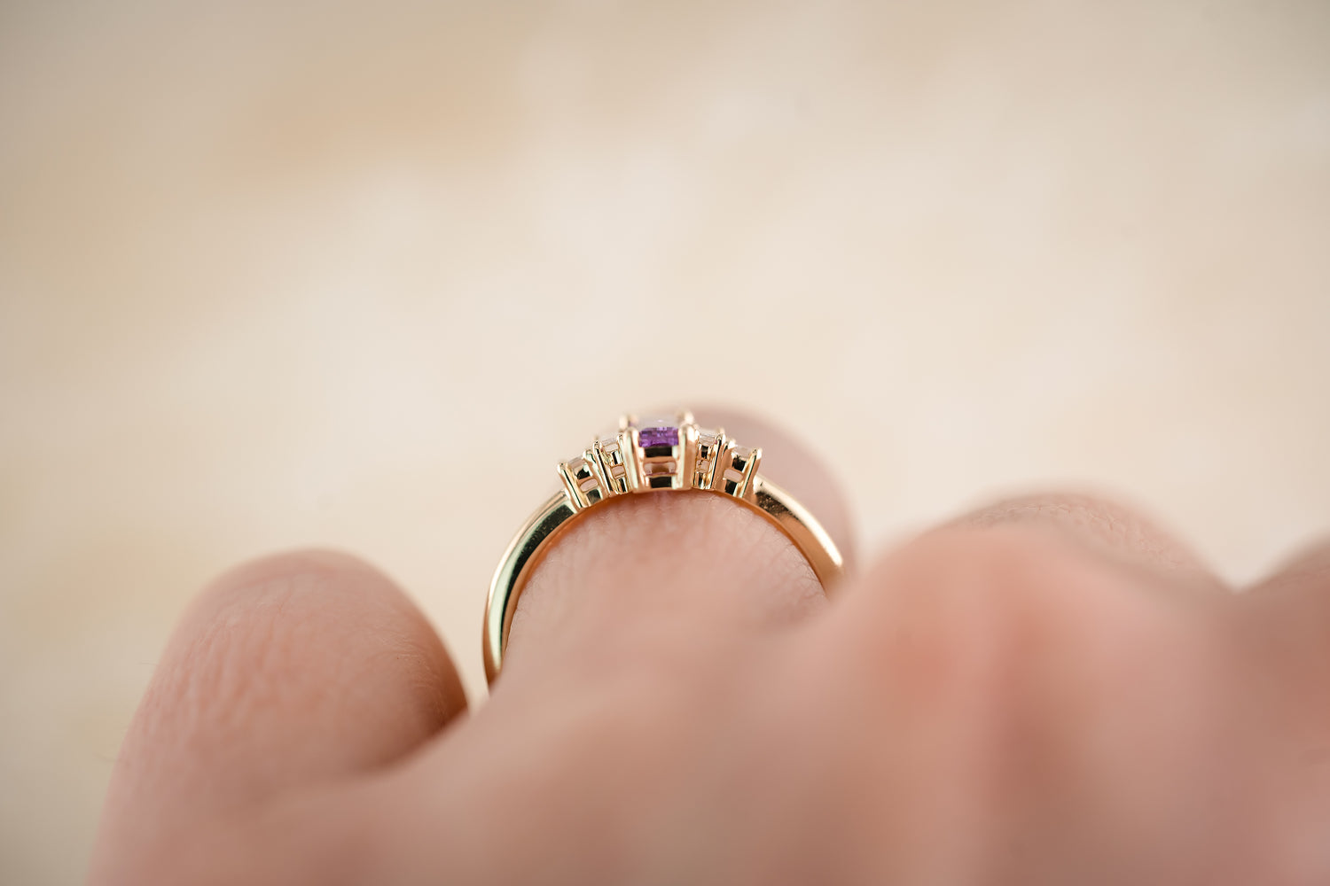 The Mira Ring | 0.65 CT Purple Baguette Sapphire - Lavender Creek Gems 