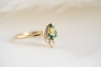 The Charlotte Ring | 1.39 CT Teal Green Sapphire - Lavender Creek Gems 