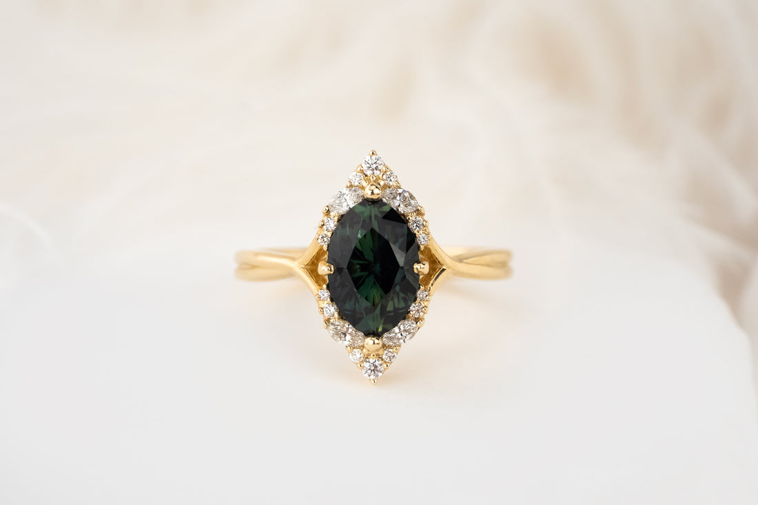 The Everlight Ring | 2.63 CT Oval Teal Green Sapphire - Lavender Creek Gems 