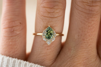 The Charlotte Ring | 1.39 CT Teal Green Sapphire - Lavender Creek Gems 