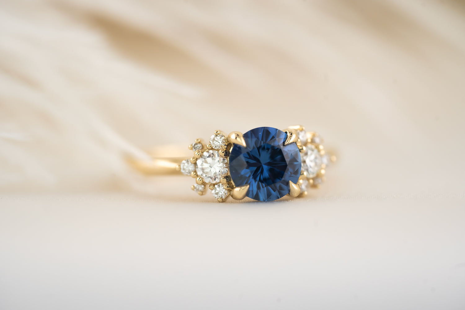 The Elise Ring - 1.22 CT Round Blue Sapphire - Lavender Creek Gems 