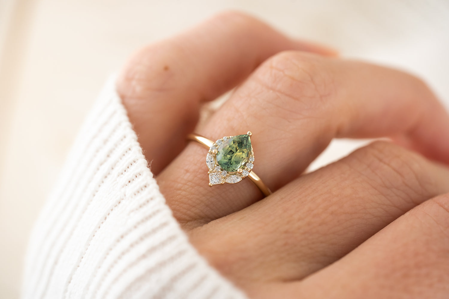 The Charlotte Ring | 1.39 CT Teal Green Sapphire - Lavender Creek Gems 