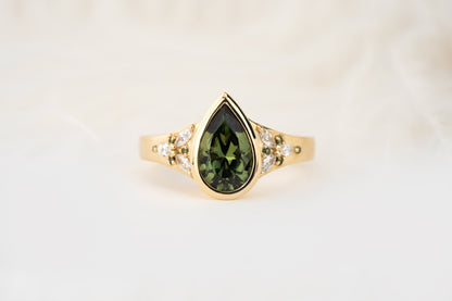 The Daylight Ring | 1.72 CT Pear Forest Green Sapphire - Lavender Creek Gems 