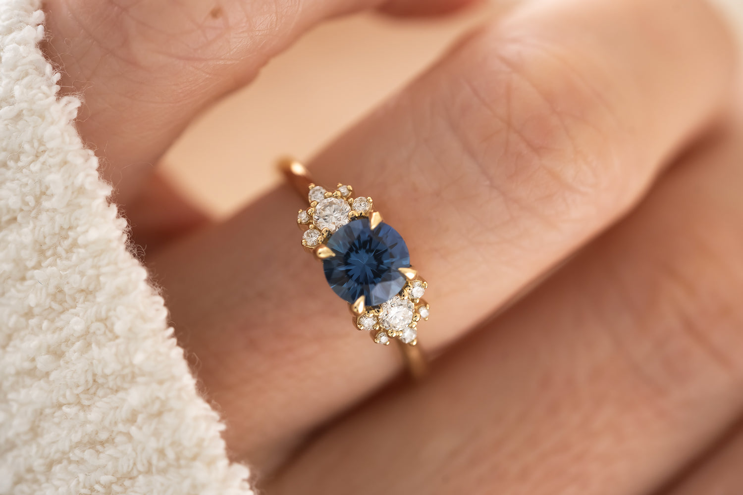 The Elise Ring - 1.22 CT Round Blue Sapphire - Lavender Creek Gems 