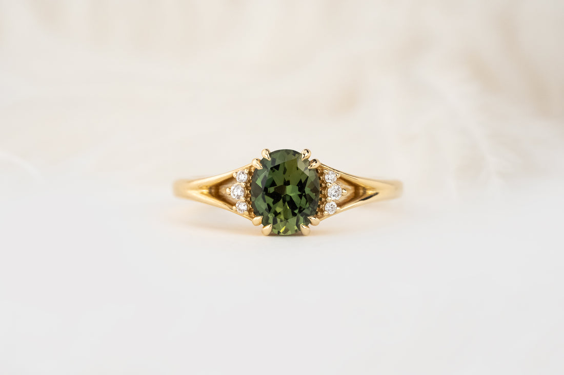 The Serendipity Ring | 1.14 CT Oval Forest Green Sapphire - Lavender Creek Gems 