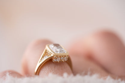 The Sitara Ring | 2.8 CT Old Mine Elongated Cushion Diamond - Lavender Creek Gems 