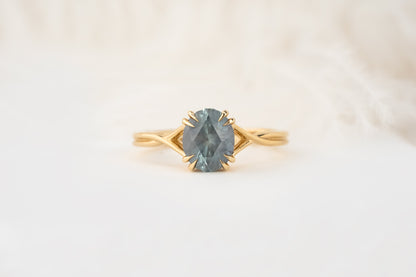 The Fates Ring | 1.97 CT Oval Opalescent Light Blue Sapphire - Lavender Creek Gems 
